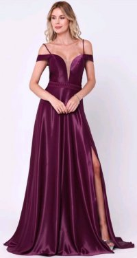 vestido longo de cetim marsala