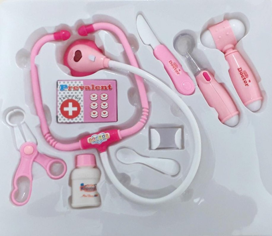 KIT MÉDICA INFANTIL ROSA COM 9 PEÇAS SOM E LUZ FÊNIX Help Kids