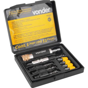Bits Ponteiras Brocas Escariadoras 11p� 1/4 + Maleta Vonder