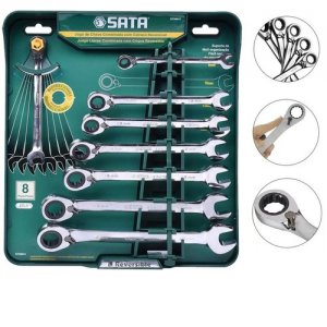 Jogo Chave Combinada C/Catraca Revers�vel 8 Pe�as ST09041 Sata