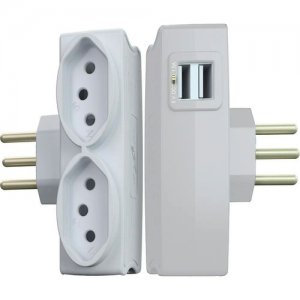 Multi-USB Carregador 2 USB + 2 Tomadas Branco DN1648 Daneva