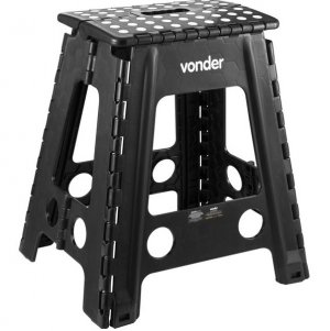 Banqueta Pl�stica Dobr�vel 450MM Preta Vonder