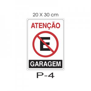 Placa Sinaliza��o Aten��o Garagem 20x30cm