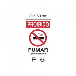 Placa Sinaliza��o Proibido Fumar 20x30cm