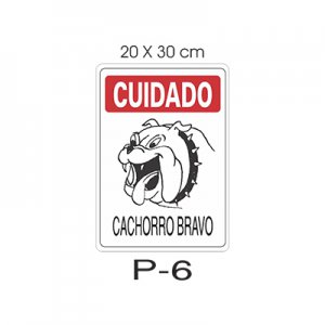 Placa Sinaliza��o Cachorro Bravo 20x30cm
