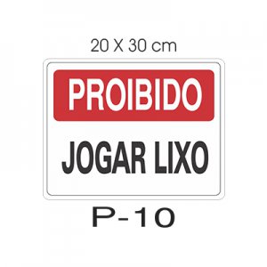 Placa Sinaliza��o Proibido Jogar Lixo 20X30CM