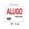Placa Sinaliza��o Alugo 20X30CM