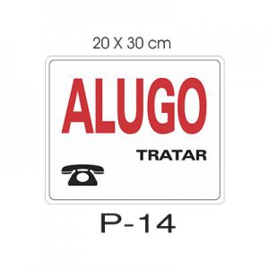 Placa Sinaliza��o Alugo 20X30CM