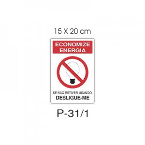 Placa Sinaliza��o Economize Energia 15X20CM