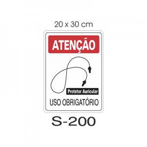 Placa Sinaliza��o Protetor Auricular 20x30cm