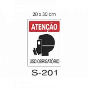 Placa Sinaliza��o Aten��o Uso Obrigat�rio de Mascara 20x30cm