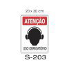 Placa Sinaliza��o Uso Obrigat�rio de Abafadores de Ouvido 20x30cm