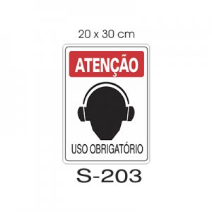 Placa Sinaliza��o Uso Obrigat�rio de Abafadores de Ouvido 20x30cm