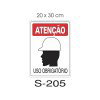 Placa Sinaliza��o Uso Obrigat�rio de Capacete 20x30cm