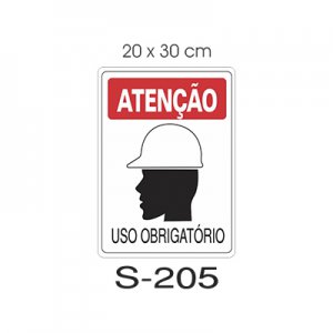 Placa Sinaliza��o Uso Obrigat�rio de Capacete 20x30cm