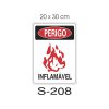 Placa Sinaliza��o Perigo Inflam�vel 20x30cm
