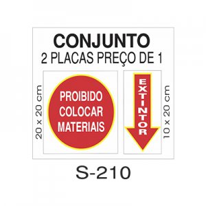 Placa Sinaliza��o Extintor Proibido Materias l 20x20cm 2 Pe�as