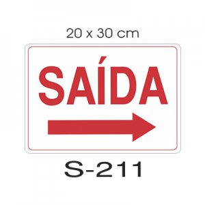 Placa Sinaliza��o Sa�da Seta a Direita 20x30cm