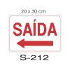 Placa Sinaliza��o Sa�da Seta a Esquerda 20x30cm