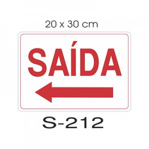 Placa Sinaliza��o Sa�da Seta a Esquerda 20x30cm