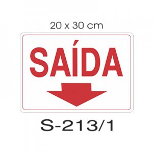Placa Sinaliza��o Sa�da Seta Para Baixo 20x30cm