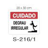 Placa Sinaliza��o Cuidado Degrau Irregular 20x30cm