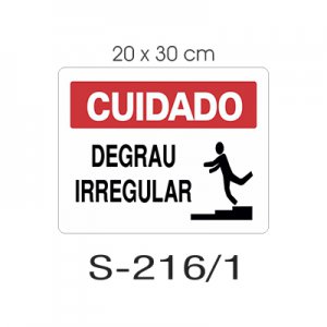 Placa Sinaliza��o Cuidado Degrau Irregular 20x30cm