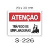 Placa Sinaliza��o Aten��o Trafego de Empilhadeira 20x30cm