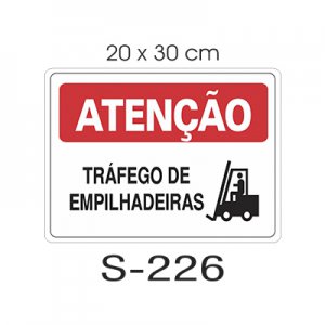 Placa Sinaliza��o Aten��o Trafego de Empilhadeira 20x30cm