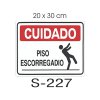 Placa Sinaliza��o Cuidado Piso Escorregadio 20x30cm