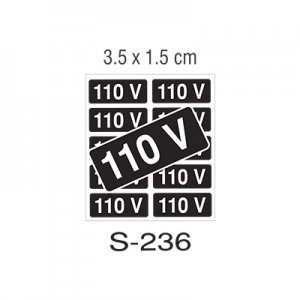Placa Sinaliza��o Adesiva 220v Cartela Com 10 3,5x1,5cm