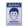 Placa Sinaliza��o Aviso Mascara Uso Obrigat�rio 10x20cm