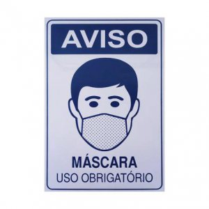 Placa Sinaliza��o Aviso Mascara Uso Obrigat�rio 10x20cm