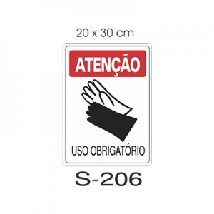 Placa Sinaliza��o Uso Obrigat�rio de Luvas 20x30cm