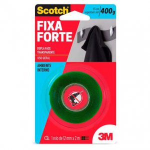 Fita Dupla Face Fixa Forte Transparente 12MMX2M 3M