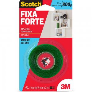 Fita Dupla Face Fixa Forte Transparente 19MMX2M 3M