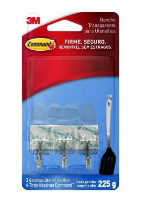 Gancho Adesivo Para Utens�lios Command Trasparente Mini 3M