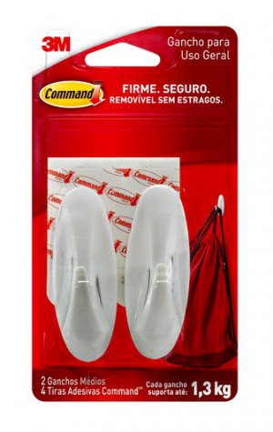 Gancho Adesivo Design Command Branco Medio 3M