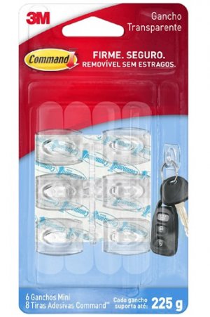 Mini Gancho Command Transparente 3M