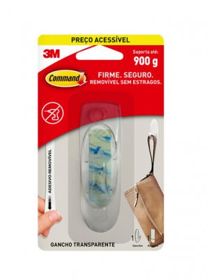Gancho Adesivo Command Branco Medio Transparente 3M