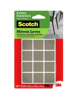 Protetor feltro sint�tico p/moveis leves quadrado marrom pequeno