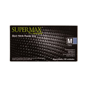 Luva nitrilo preta TAM.M CX100 SUPERMAX