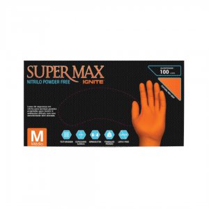Luva prote��o nitrilo laranja TAM.M CX100 SUPERMAX