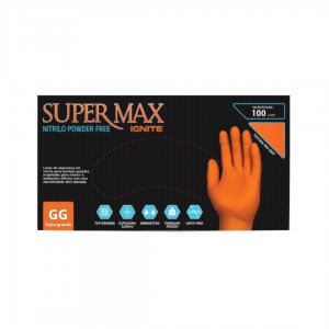 Luva prote��o nitrilo laranja TAM.GG CX100 SUPERMAX