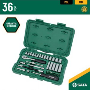 Jogo de soquetes sextavado 1/4