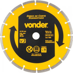 Disco de corte diamantado 230 mm segmentado V3 VONDER