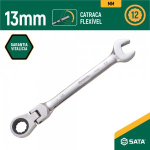 Chave Combinada Catraca Cabe�a Flex�vel de 13mm SATA - ST46404ST