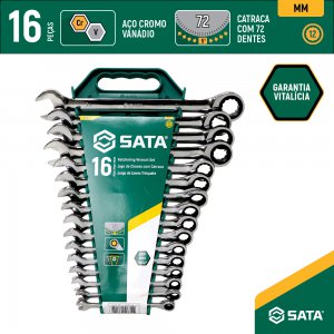 Jogo de chave combinada catraca 8-24MM 16PC ST08034L SATA