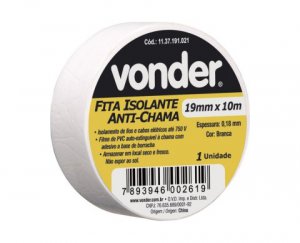 Fita isolante 19mm x 10m branca Vonder