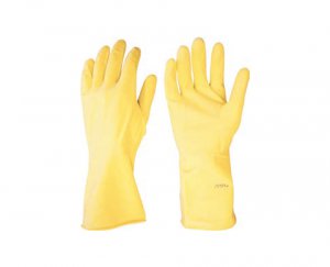 Luva latex G amarela com forro